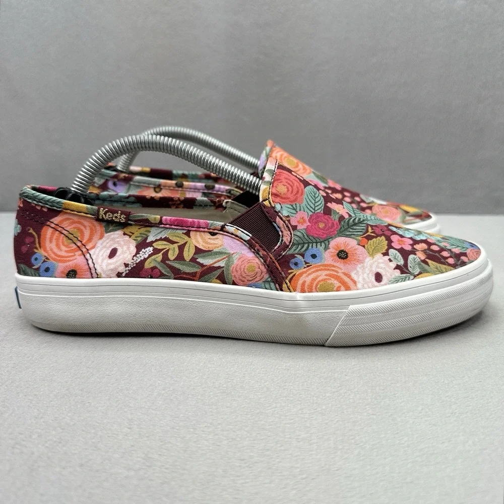 Keds x Rifle Paper Co Double Decker Womens Size 7 (W)‎ Shoes Burgundy Floral